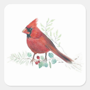 Sticker Carré L'art cardinal rouge