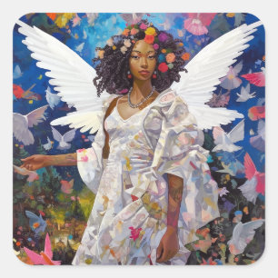 Sticker Carré L'art de l'Imaginaire de l'ange noir