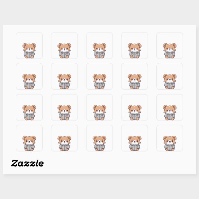 Sticker Carré L'art Koala mignon et coloré (Feuille)