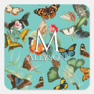 Sticker Carré L'art papillon vintage, de nombreuses sortes sur l