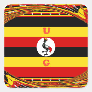 Sticker Carré L'Art Vibrant Ouganda Inspiré Du Drapeau