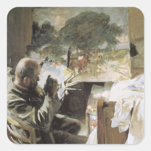 Sticker Carré L'Artiste dans son atelier par John Singer Sargent