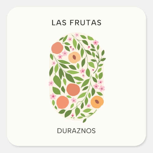 Sticker Carré Las Frutas : Duraznos - Marché de la Pêche (Devant)