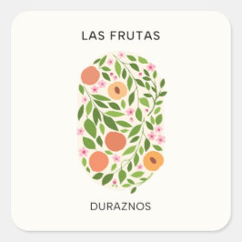 Sticker Carré Las Frutas : Duraznos - Marché de la Pêche