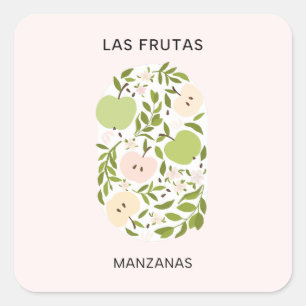 Sticker Carré Las Frutas : Manzanas - marché aux pommes