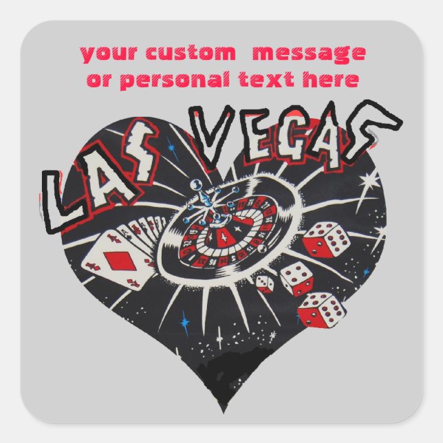 Sticker Carré Las Vegas Dice and Card Games Coeur (Devant)