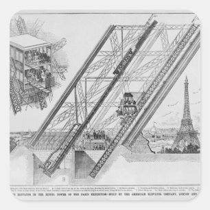 Sticker Carré L'ascenseur d'Otis dans Tour Eiffel