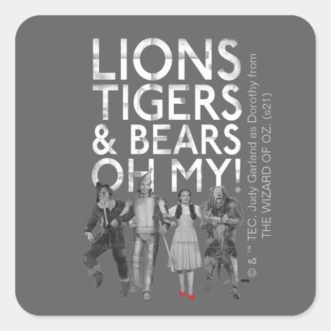Sticker Carré L'Assistant D'Oz™ | Lions Tigers & Ours Oh My! (Devant)