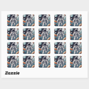 Sticker Carré L'Astronaut Houston, Nous Avons Un Anniversaire !