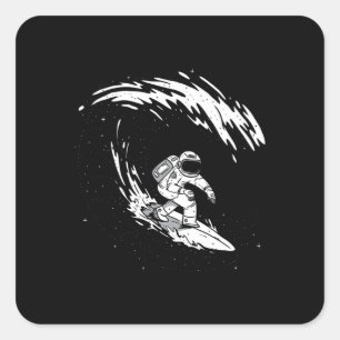 Sticker Carré L'astronaute spatial surf