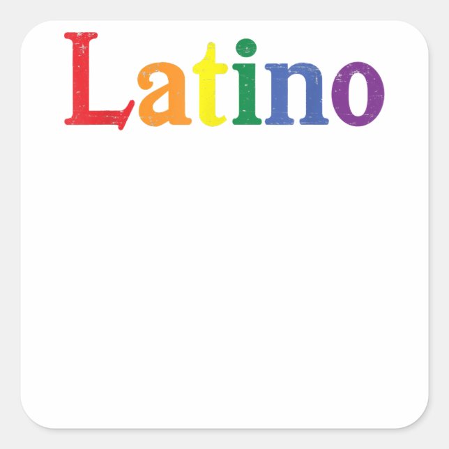 Sticker Carré Latino Gay LGBT Distressed Rainbow Design (Devant)