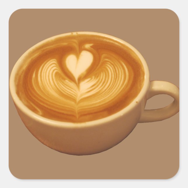 Sticker Carré Latte Art Coffee Love (Devant)