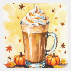 Sticker Carré Latte d'épice citrouille à l'automne