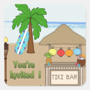 Sticker Carré Laua / Tiki partie Enveloppe Invitation Sceau