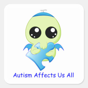 Sticker Carré L'autisme affecte - Baby Cthulhu