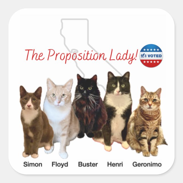 Sticker Carré L'Autocollant De Proposition Lady - Avec Kitties ! (Devant)