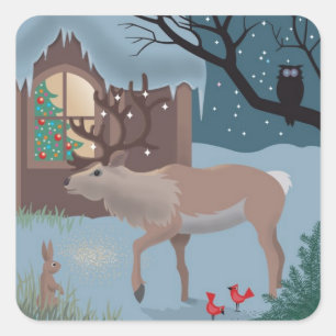 Sticker Carré L'autocollant Reindeer