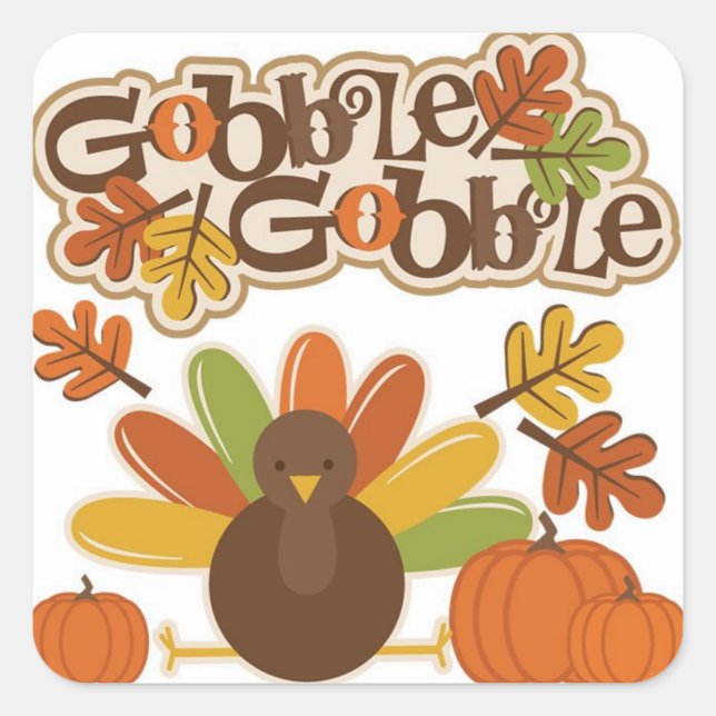 Sticker Carré L'automne quitte la Turquie Bon thanksgiving de ga (Devant)