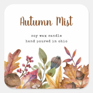 Sticker Carré L'Automne Rustique Laisse Les Chandelles Cosmétiqu