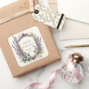 Sticker Carré Lavande aquarelle mariage royal
