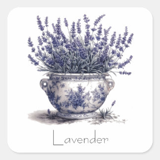 Sticker Carré Lavande en bleu Delft