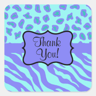 Sticker Carré Lavande Turquoise Zebra Leopard Merci de peau