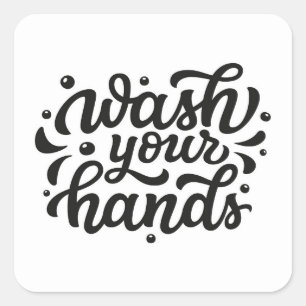 Sticker Carré Lave-toi les mains