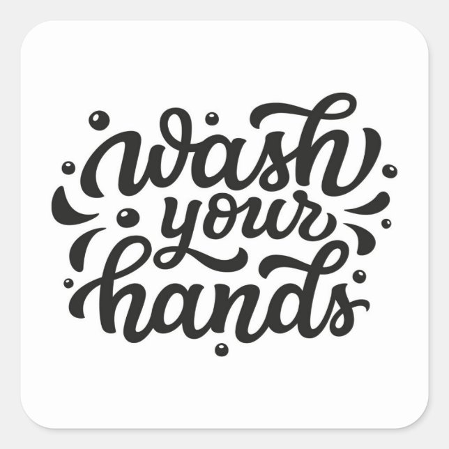 Sticker Carré Lave-toi les mains (Devant)