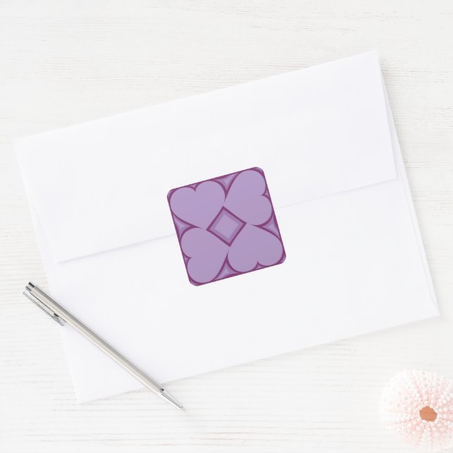 Sticker Carré Lavender Hearts (Enveloppe)