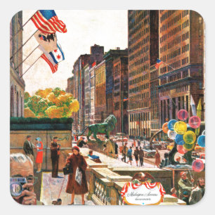 Sticker Carré L'avenue du Michigan, Chicago par John hésitent