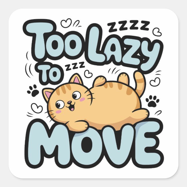 Sticker Carré Lazy Cat (Devant)