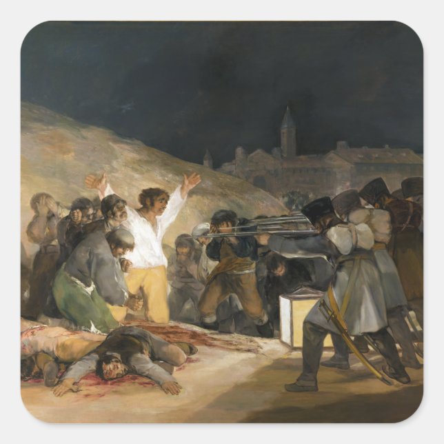 Sticker Carré Le 3 mai 1808 par Francisco Goya (Devant)