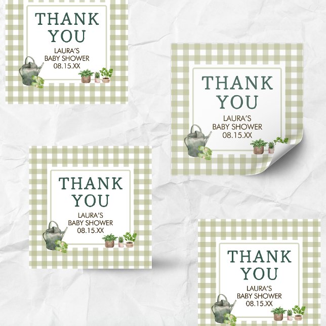 Sticker Carré Le Baby shower des fermiers cultivés localement (Green Farmers Market Locally Grown Baby Shower Square Sticker)
