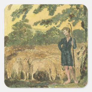 Sticker Carré Le berger, de "Chansons d'innocence", 1789 (col.