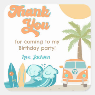 Sticker Carré Le Big One Surf Up Anniversaire Favoriser Tags Sti