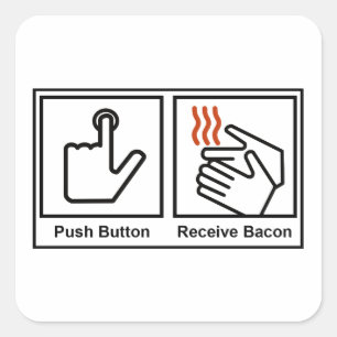 Sticker Carré Le bouton poussoir, reçoivent le lard