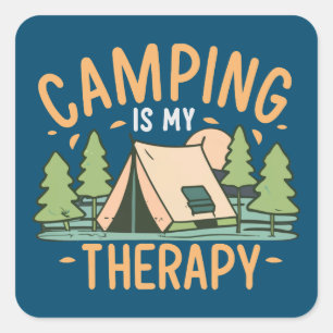 Sticker Carré Le Camping Est Ma Thérapie