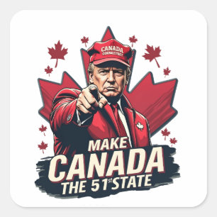 Sticker Carré Le Canada le 51e État Trump Canadien