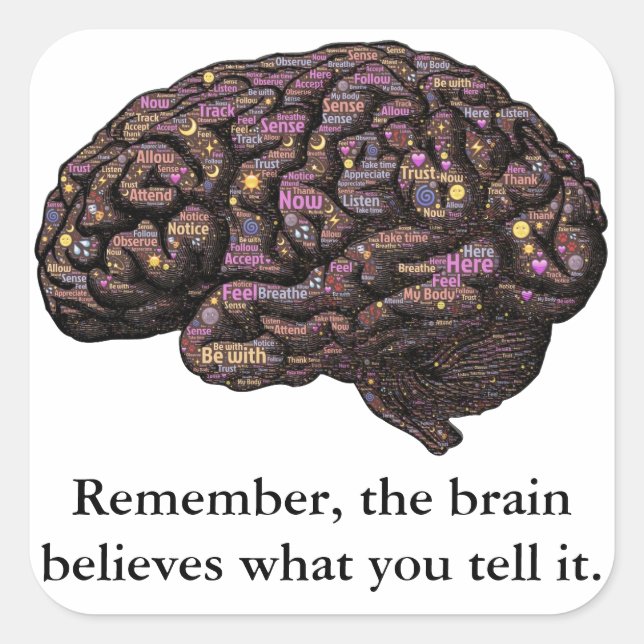 Sticker Carré Le Cerveau Croit Ce Que Vous Dites (Devant)