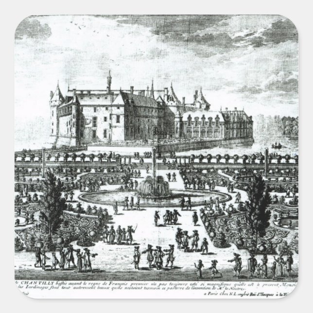 Sticker Carré Le Château de Chantilly et les jardins conçus (Devant)