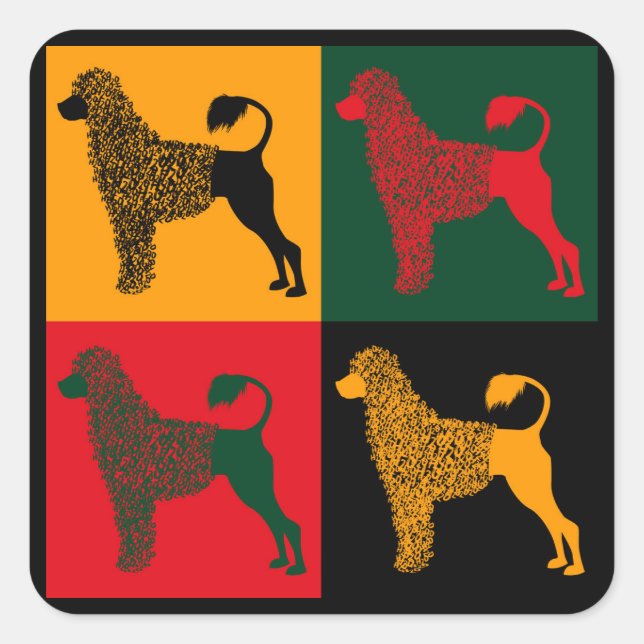 Sticker Carré Le chien d'eau portugais intelligent (Devant)