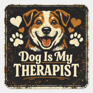 Sticker Carré Le chien est mon thérapeute – Amour de santé menta