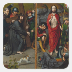 Sticker Carré Le Christ portant la croix