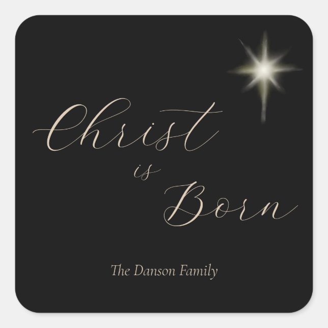 Sticker Carré Le Christ religieux est né Noël personnalisé (Devant)