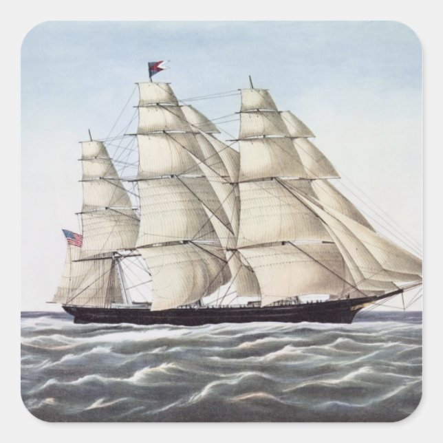 Sticker Carré Le Clipper Ship "Flying Cloud" (Devant)