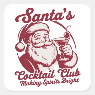 Sticker Carré Le club de cocktail du Père Noël Drôle de Noël Boi