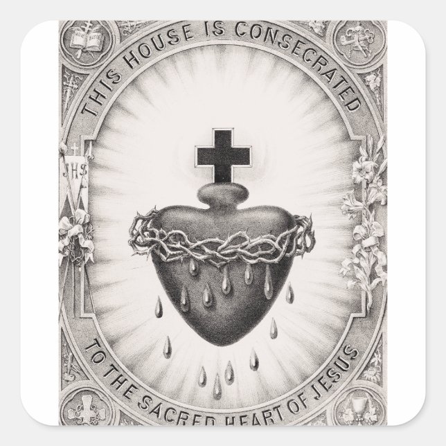 Sticker Carré Le Coeur le plus sacré de Jésus-Christ (Devant)