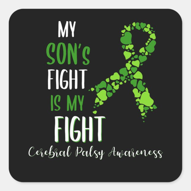 Sticker Carré Le combat de mon Fils est ma lutte paralysée céréb (Devant)