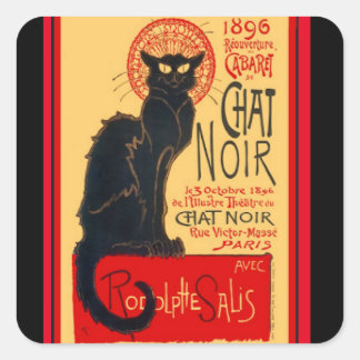 Sticker Carré Le Conversation Noir, Chat Noir, Art
