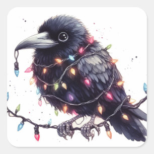 Sticker Carré Le Corbeau de Noël